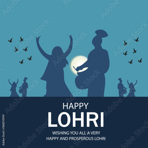Festive Lohri Celebration: Celebrate the vibrant Lohri festival with joy! Dancing figures and symbolic elements capture the essence of this joyous cultural celebration.  
