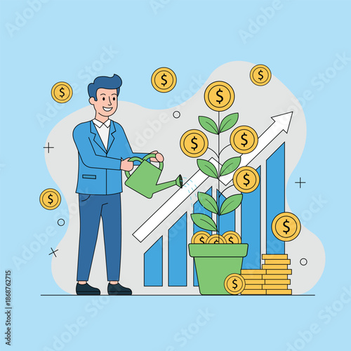 Startup Funding,Investment,Concept,coin plant,growth chart,generate income, startup growth, angel investors, fintech concept