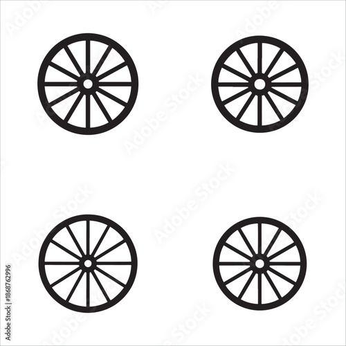 Set of Four Spoke Wheels Icon Design Elements