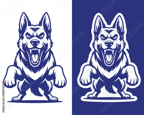 Angry Dog Growling with Open Mouth Illustration