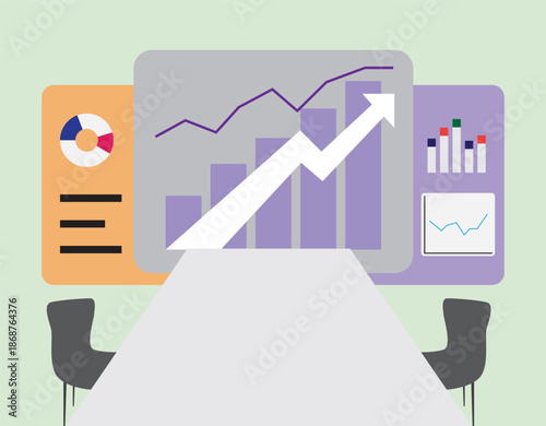 business plan illustration background,business graph office environment 