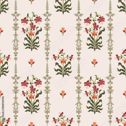 Vector Hand drawn colourful geometric flowers Motifs African boho paisley, seamless patterns with floral for fabric Ethnic Indian Pattern, textiles, clothing, wrapping paper, backdrop, banner.
