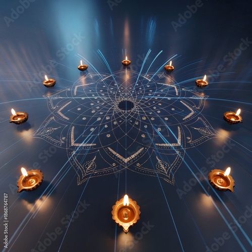 Bright and Vibrant Diwali Festival with Diyas Flowers and Fireworks