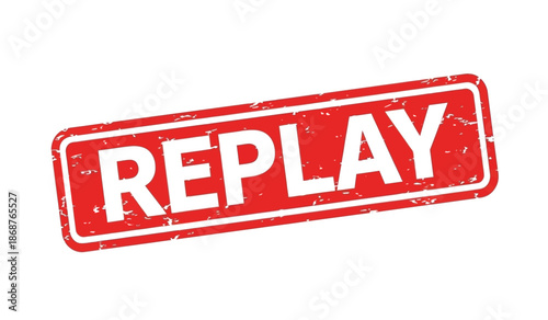 Red replay stamp or label with white text