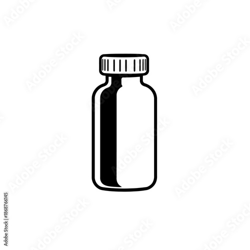 Simple graphic illustration of a medicine bottle, a common symbol for health and wellness