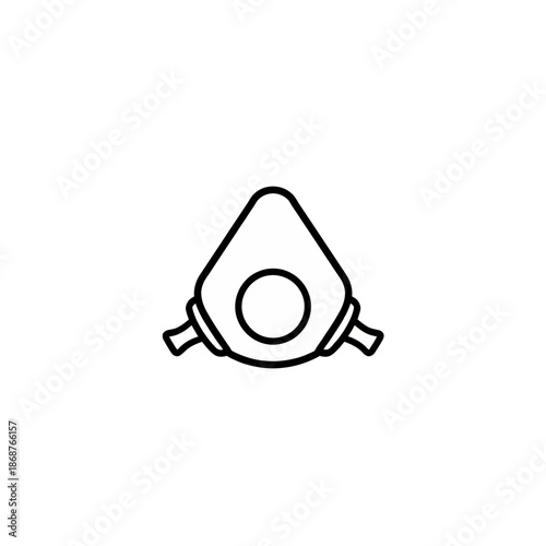 Abstract minimalistic illustration of a medical breathing apparatus or a gas mask, simple line art for design projects