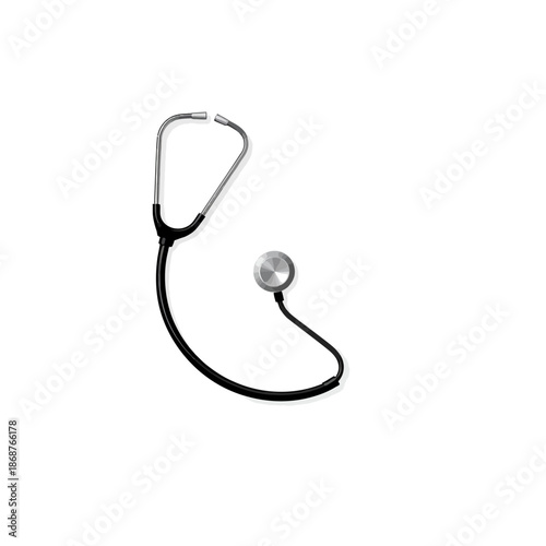A Medical Stethoscope With A Black Tube And Silver Chestpiece Isolated On A White Background