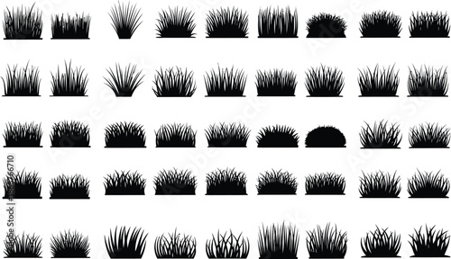 Collection of 40 grayscale plant silhouette images
