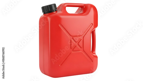 Red Plastic Jerry Can on Transparent Background