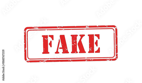 A red stamp with the word fake on isolated for marking purposes