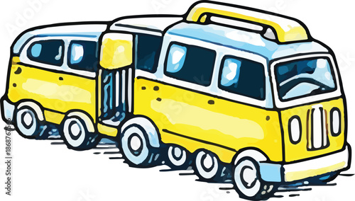 Yellow Camper Van Toy Vehicle Illustration