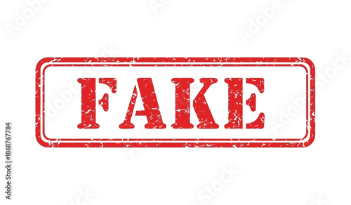 A red rubber stamp with the word fake