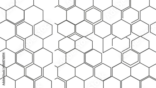 Abstract pattern featuring interconnected hexagonal shapes forming a modern scientific or molecular structure wallpaper design
