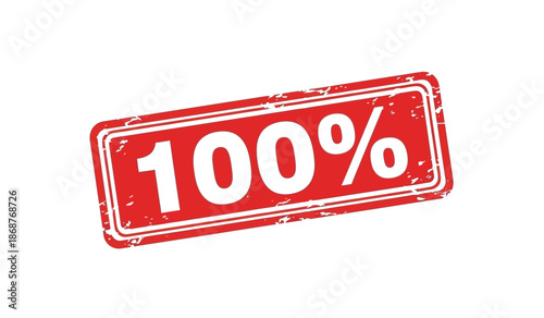 Red stamp with 100 percent text on for approval or completion