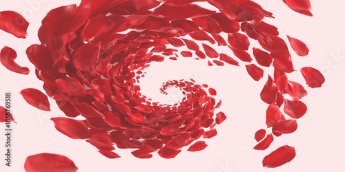 Abstract red blood cell pattern flowing with heart shape design for a romantic Valentine's Day illustration
