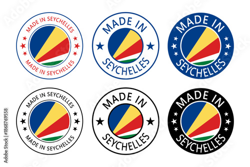 Seychelles Made in Stamp in circle with flag Vector template on white background Free Download Seychelles Made in Stamp in circle with flag Vector template on white background - GFXLoad