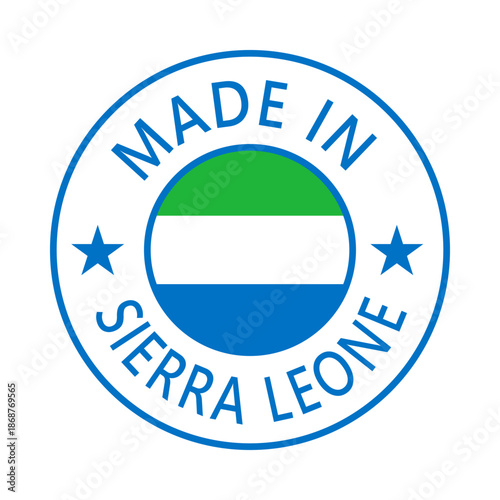 Free Download Sierra Leone Made in Stamp in circle with flag Vector template on white background - GFXLoad
