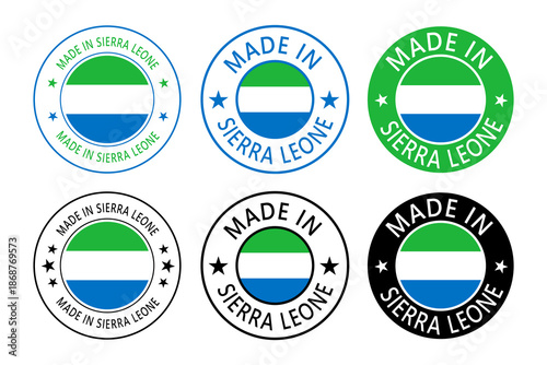 Free Download Sierra Leone Made in Stamp in circle with flag Vector template on white background - GFXLoad