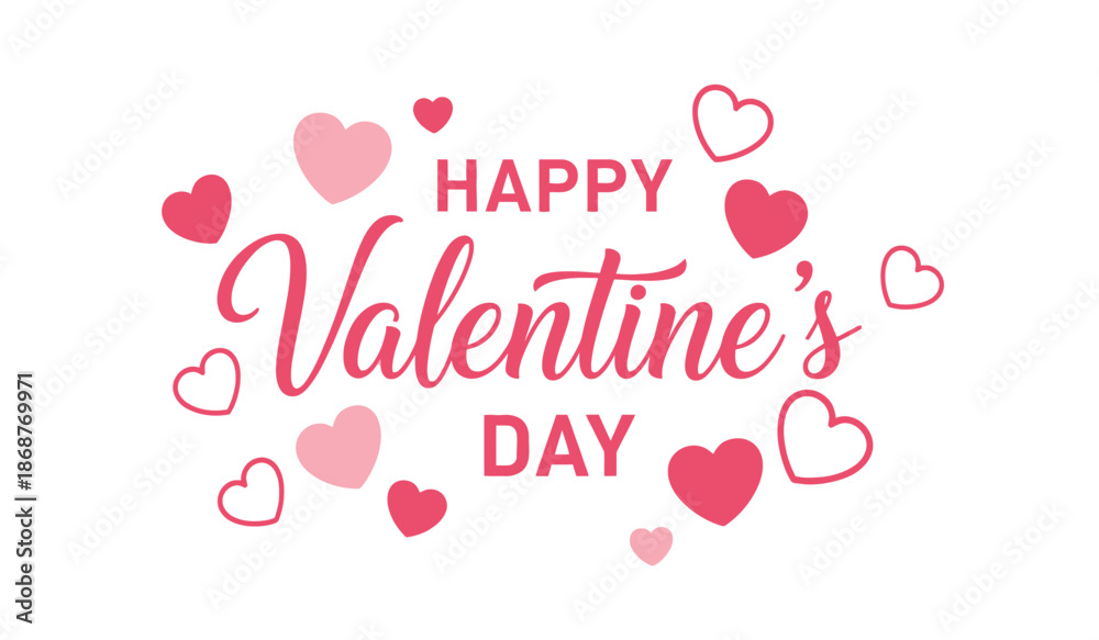 Fototapeta premium Happy valentines day greeting with hearts and text