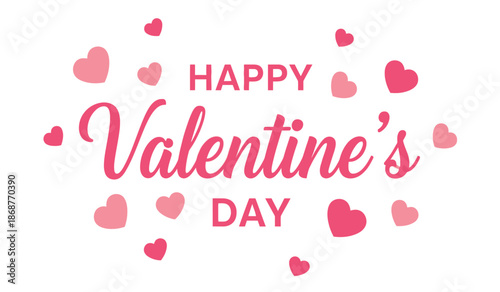 Happy valentines day greeting with hearts on for love and romance