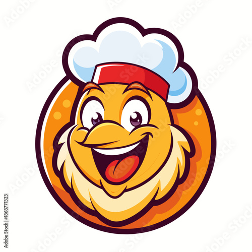 Smiling chef character with a cooking hat and cheerful expression