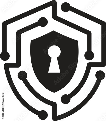 cyber security icon, Advanced Cyber Security Protection Shield Vector Icon Illustration