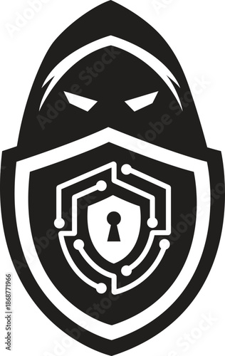 cyber security icon, Advanced Cyber Security Protection Shield Vector Icon Illustration