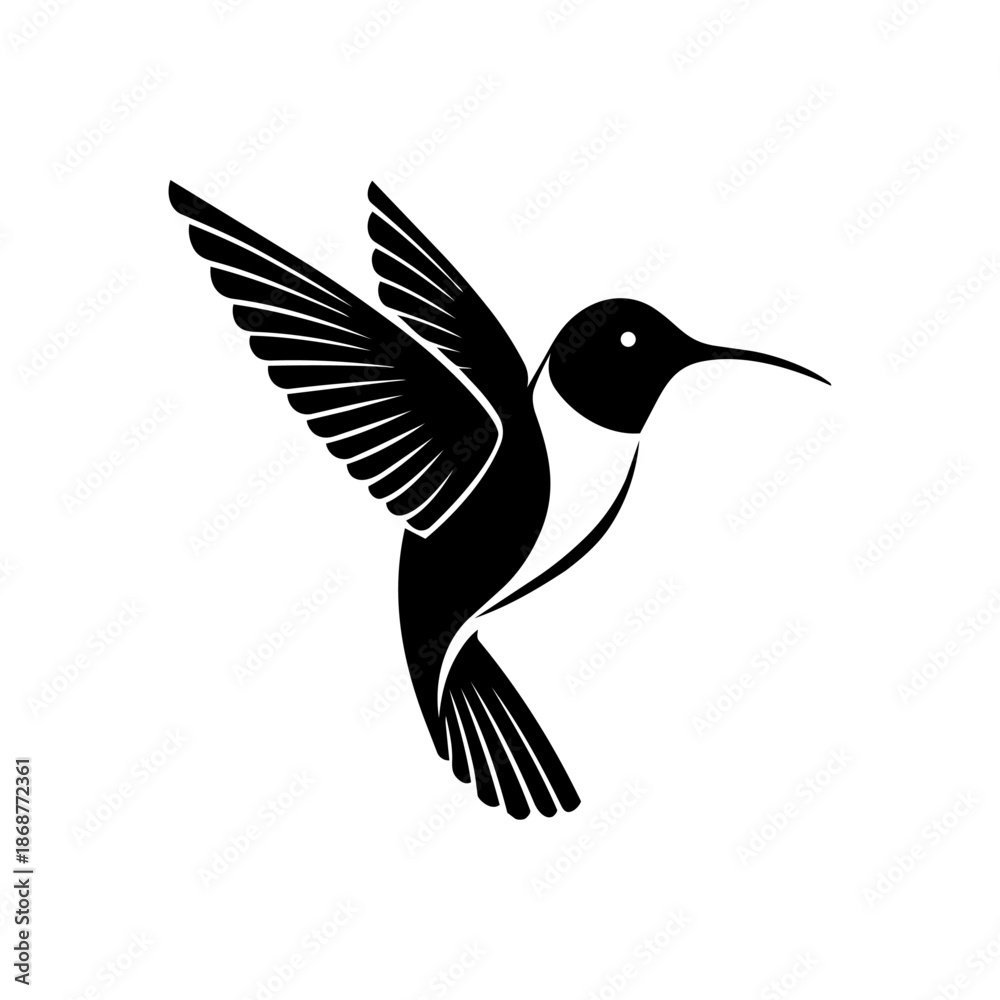 Obraz premium Stylized hummingbird with smooth curves and dynamic posture, symbolizing agility, energy, joy, and precision in a refined modern visual form. 