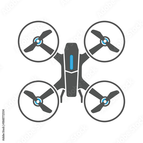 Top view of a modern quadcopter drone with four propellers, aerial technology.