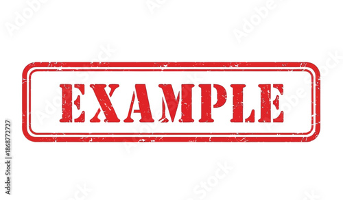 Red rubber stamp with example text on for mockup purposes