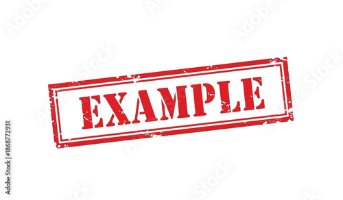 Red rubber stamp with example text on for mockup purposes