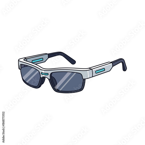 Futuristic smart glasses or VR headset icon with sleek design for augmented reality.