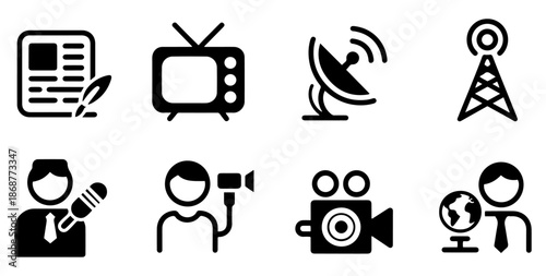media entertainment icon set design