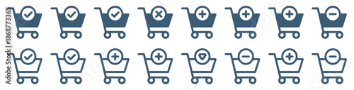 shopping cart action icon set
