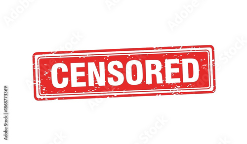 Censored stamp on a with a red color and white text