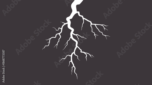 Minimalist lightning bolt dark gray with branching lines