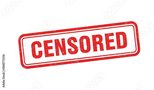 A red censored stamp on a with bold letters