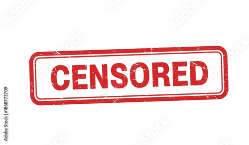 A red censored stamp on a with a distressed texture