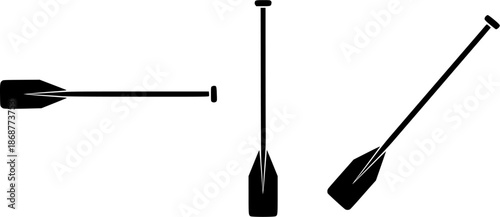 Detailed illustration of three oars in different positions against a white background
