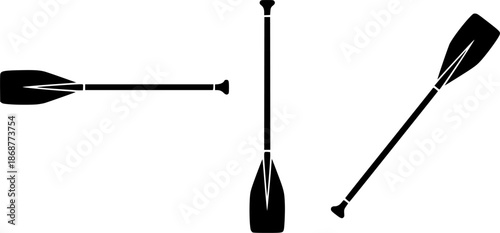 Detailed illustration of three oars in different positions against a white background
