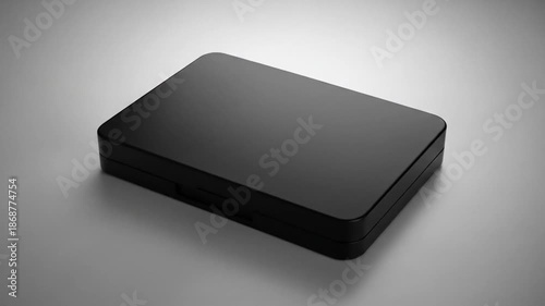 Sleek Black Box Rotating on a White Background - Minimalist Product Showcase Style video