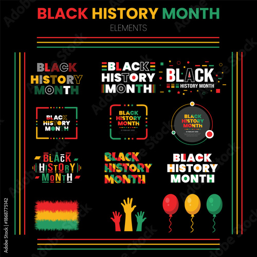 black history month poster with different typography element and assets