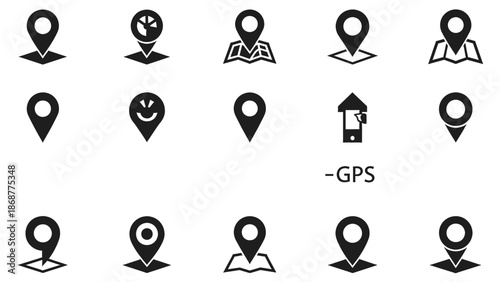 Location pin and user profile icons for app ui and website design, minimalist vector symbols