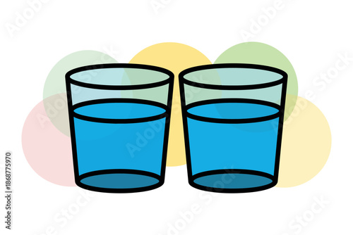 Two glasses of water on a colorful background