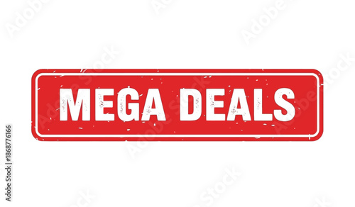 Red mega deals stamp or sticker with white text