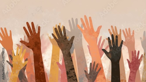people community group together hands up unity support illustration video animation