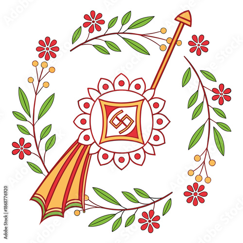 Decorative colorful vector illustration isolated on white background