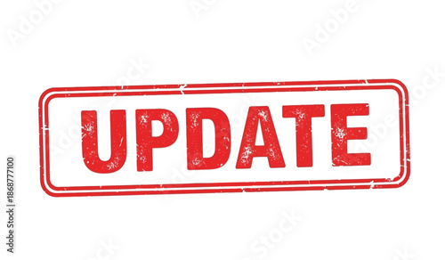 Red update stamp on with distressed texture