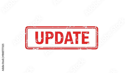 A red stamp with the word update on a for indicating changes