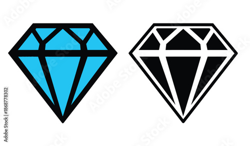 Two diamond shapes in blue and black on for design